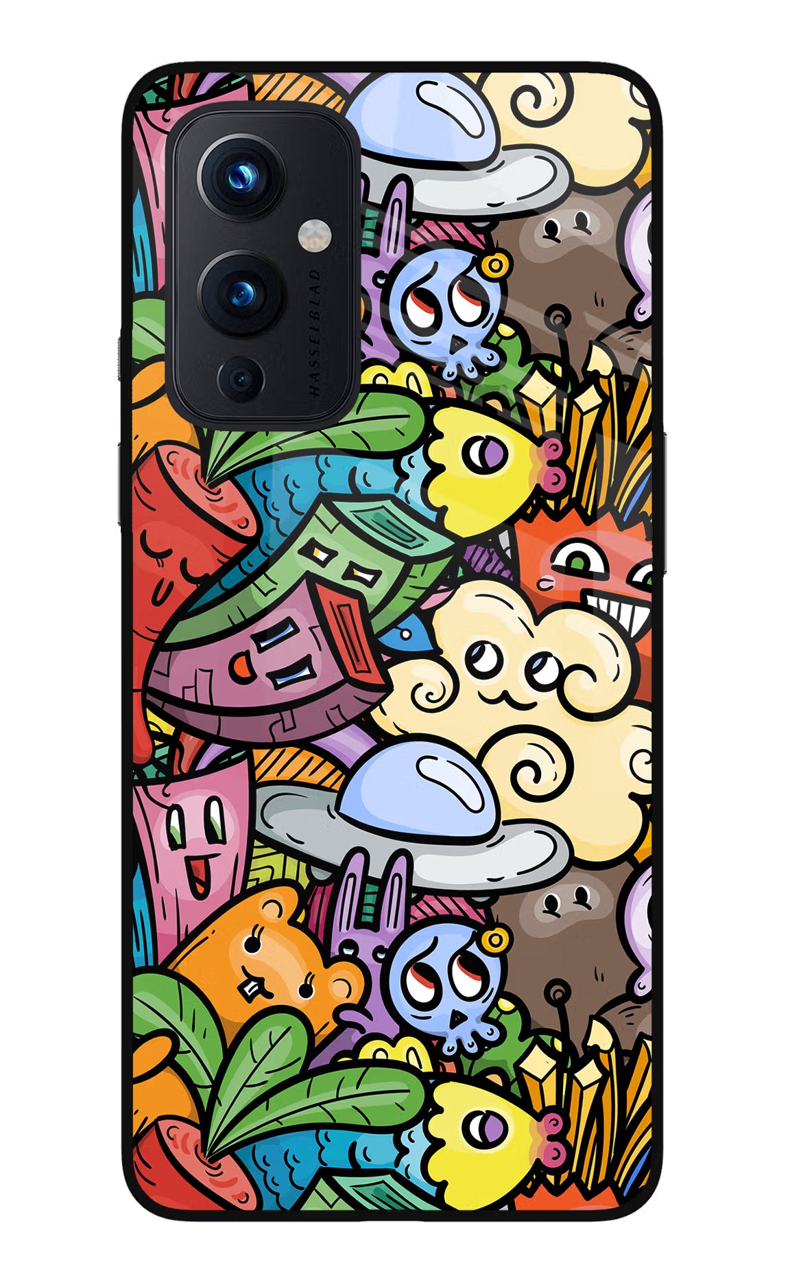 Veggie Doodle Oneplus 9 Glass Case Back Cover by Casekaro