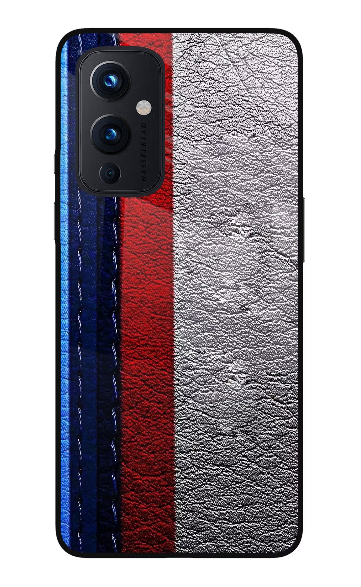 BMW Stripes Oneplus 9 Glass Case Back Cover by Casekaro