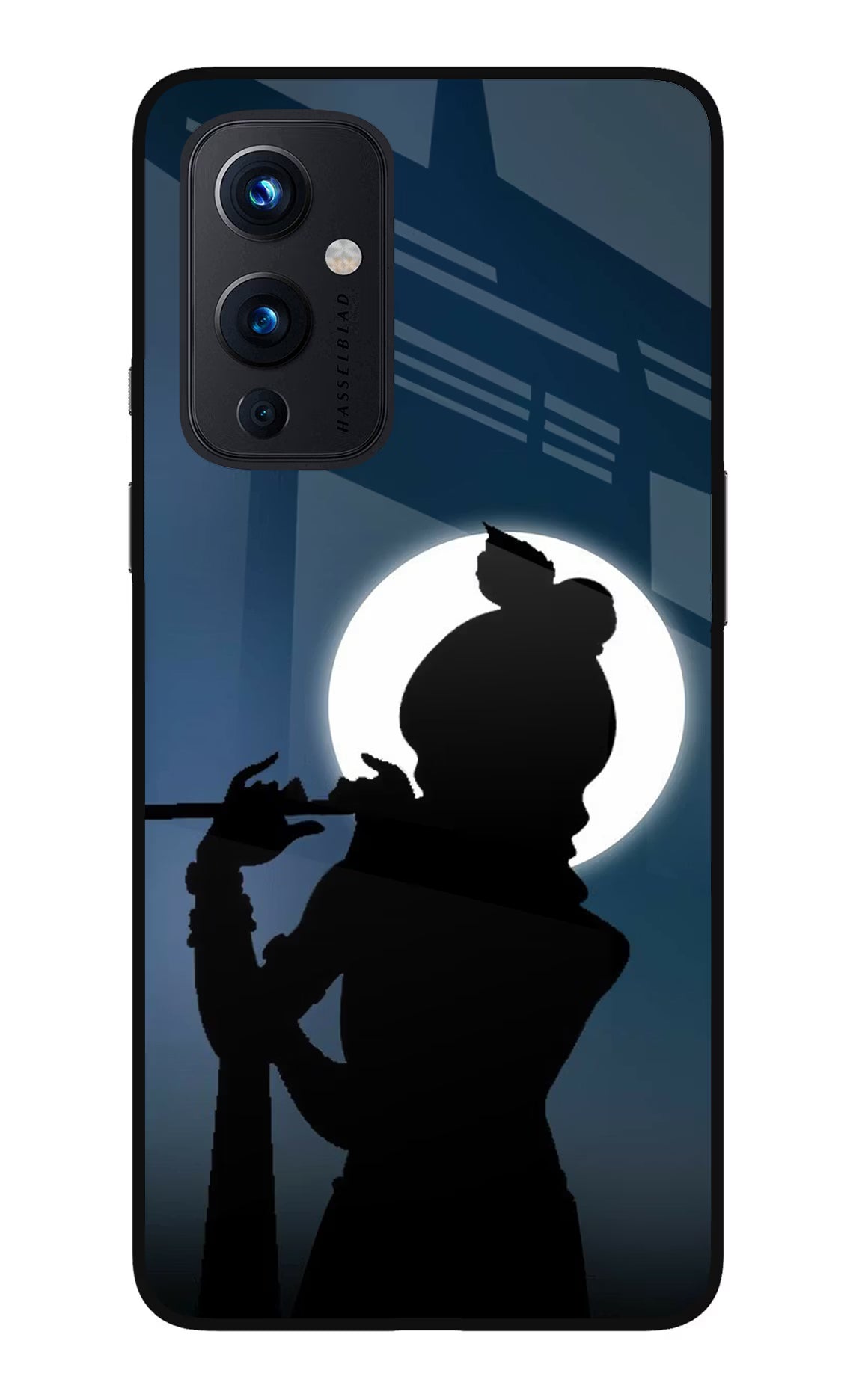 Shri Krishna Silhouette Oneplus 9 Glass Case Back Cover by Casekaro