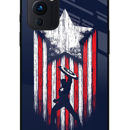 Captain America Marvel Art Oneplus 9 Glass Case Back Cover by Casekaro