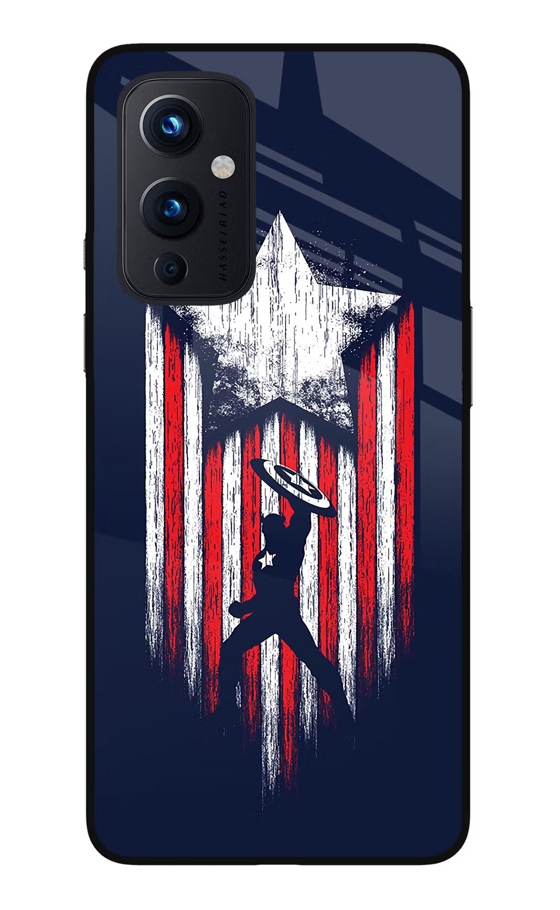 Captain America Marvel Art Oneplus 9 Glass Case Back Cover by Casekaro
