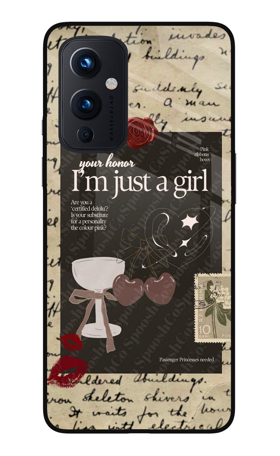 I am just a girl Oneplus 9 Glass Case Back Cover by Casekaro