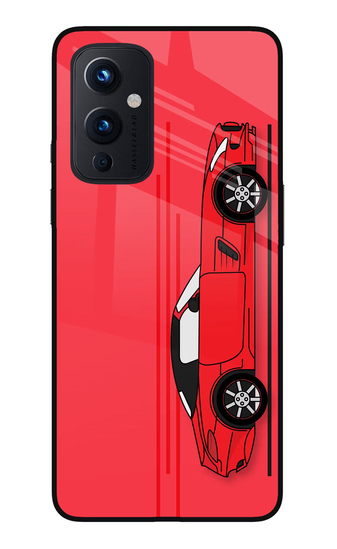 Red Velocity Oneplus 9 Glass Case Back Cover by Casekaro