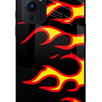 Side Sweep Flames Oneplus 9 Glass Case
