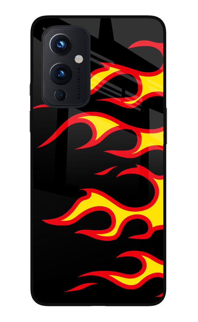 Side Sweep Flames Oneplus 9 Glass Case