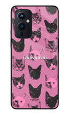 Pink Cats Oneplus 9 Glass Case