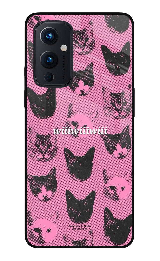 Pink Cats Oneplus 9 Glass Case