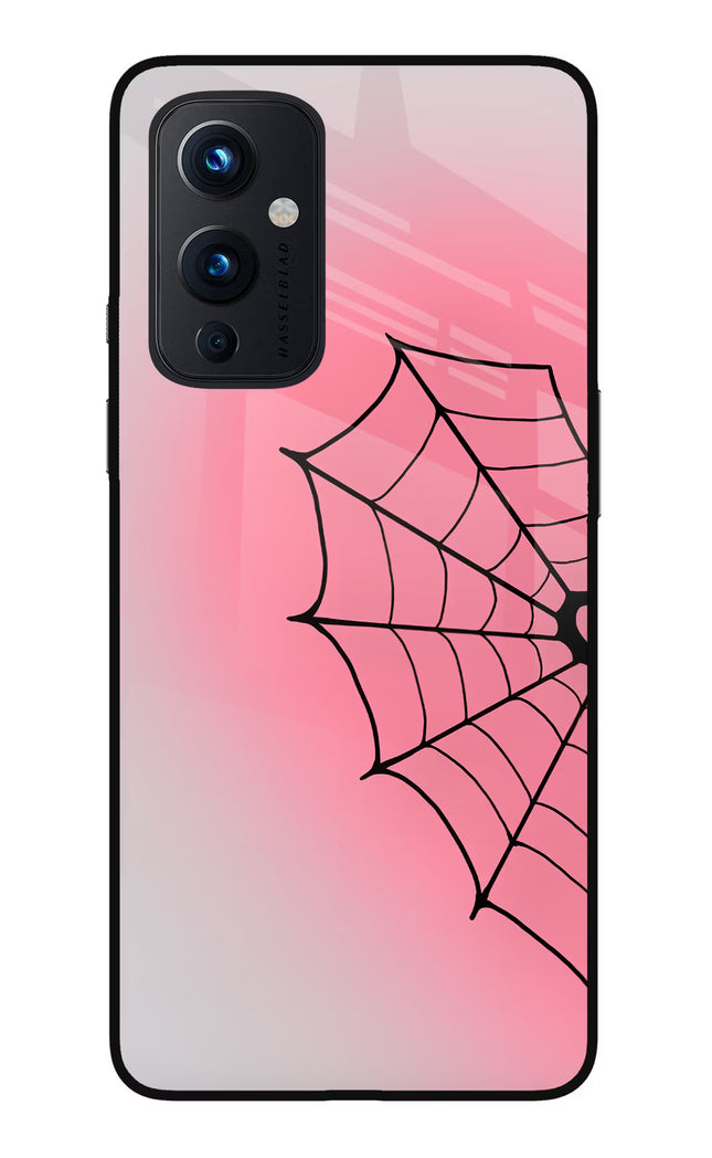 Pink Web Oneplus 9 Glass Case