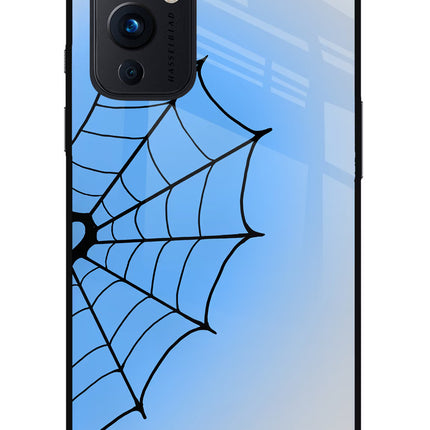 Blue Web Oneplus 9 Glass Case Back Cover by Casekaro