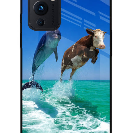 Dolphin vs Cow Oneplus 9 Glass Case