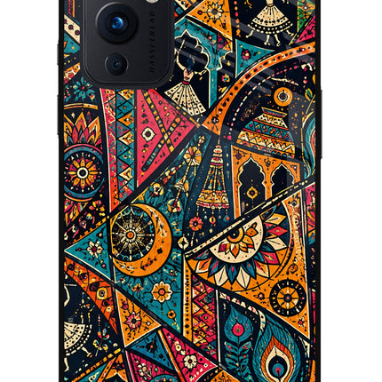 Folk Print Oneplus 9 Glass Case