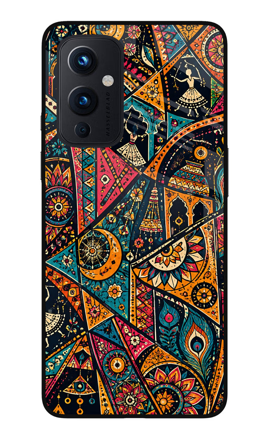 Folk Print Oneplus 9 Back Cover, Glass case