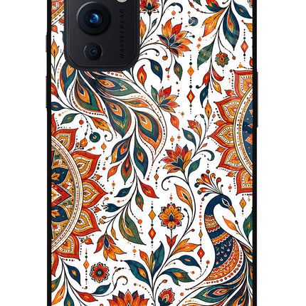 White Mayura Oneplus 9 Glass Case