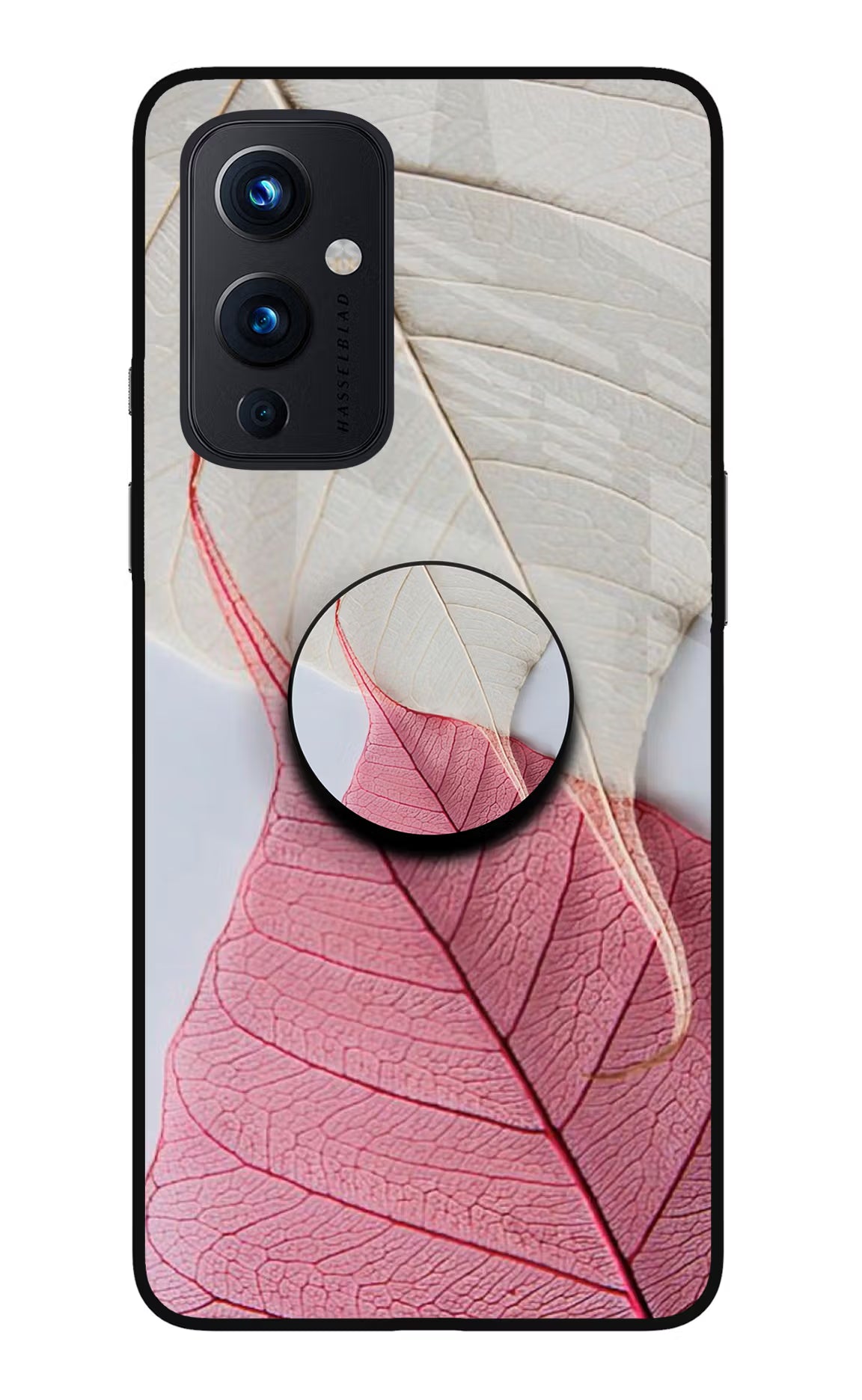 White Pink Leaf Oneplus 9 Pop Case by Casekaro