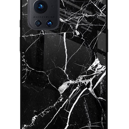 Black Marble Pattern Oneplus 9 Pro Glass Case
