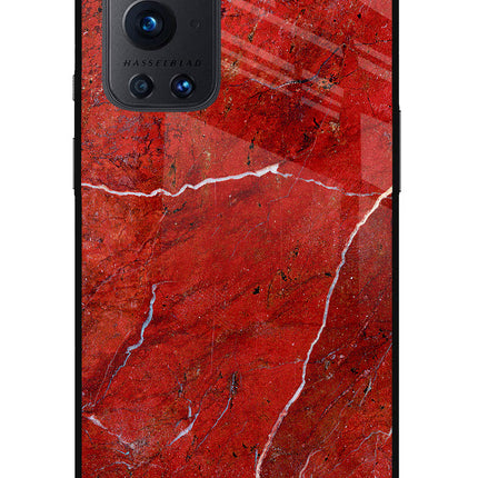 Red Marble Design Oneplus 9 Pro Glass Case