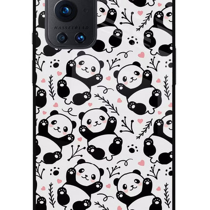 Cute Panda Oneplus 9 Pro Glass Case Back Cover by Casekaro