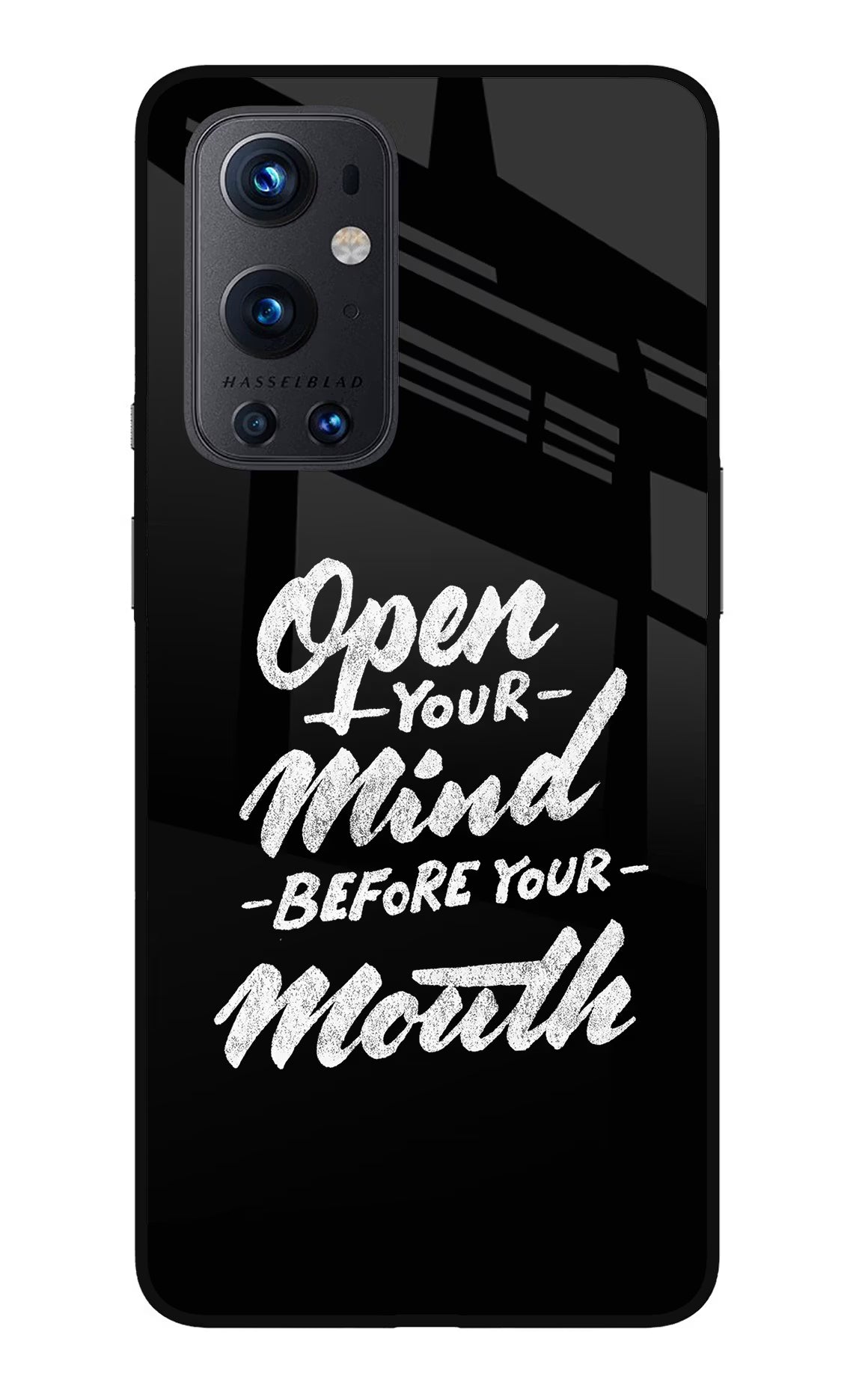 Open Your Mind Before Your Mouth Oneplus 9 Pro Glass Case Back Cover by Casekaro