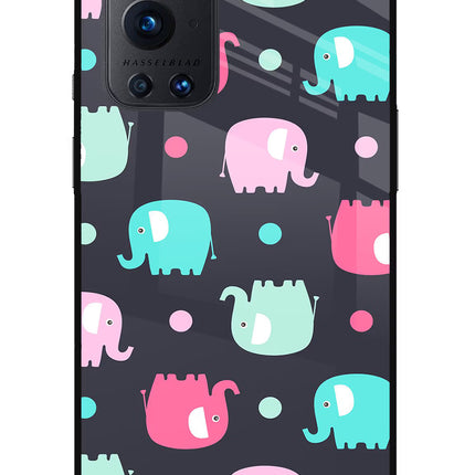 Elephants Oneplus 9 Pro Glass Case Back Cover by Casekaro
