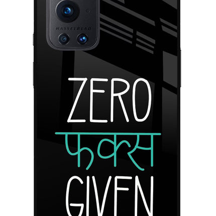 Zero Fucks Given Oneplus 9 Pro Glass Case Back Cover by Casekaro