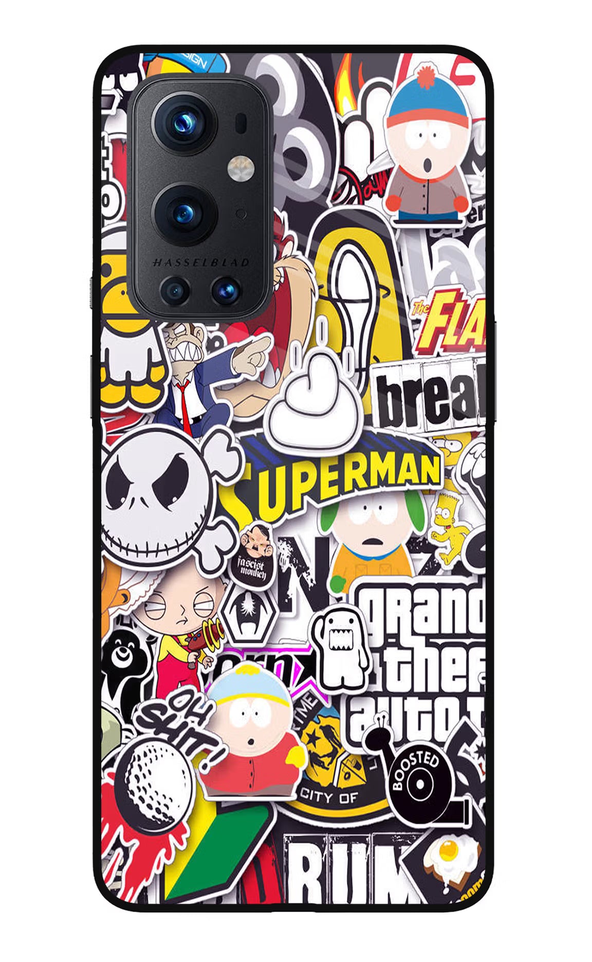 Sticker Bomb Oneplus 9 Pro Glass Case Back Cover by Casekaro
