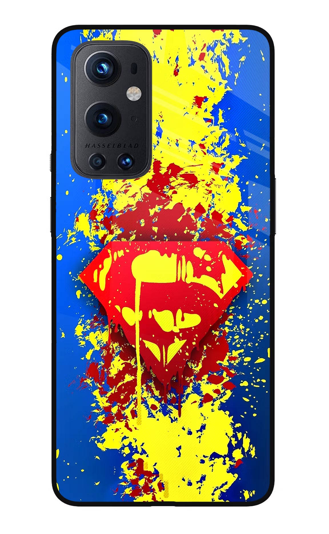 Superman logo Oneplus 9 Pro Glass Case Back Cover by Casekaro