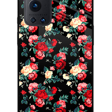 Rose Pattern Oneplus 9 Pro Glass Case