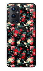 Rose Pattern Oneplus 9 Pro Glass Case Back Cover by Casekaro