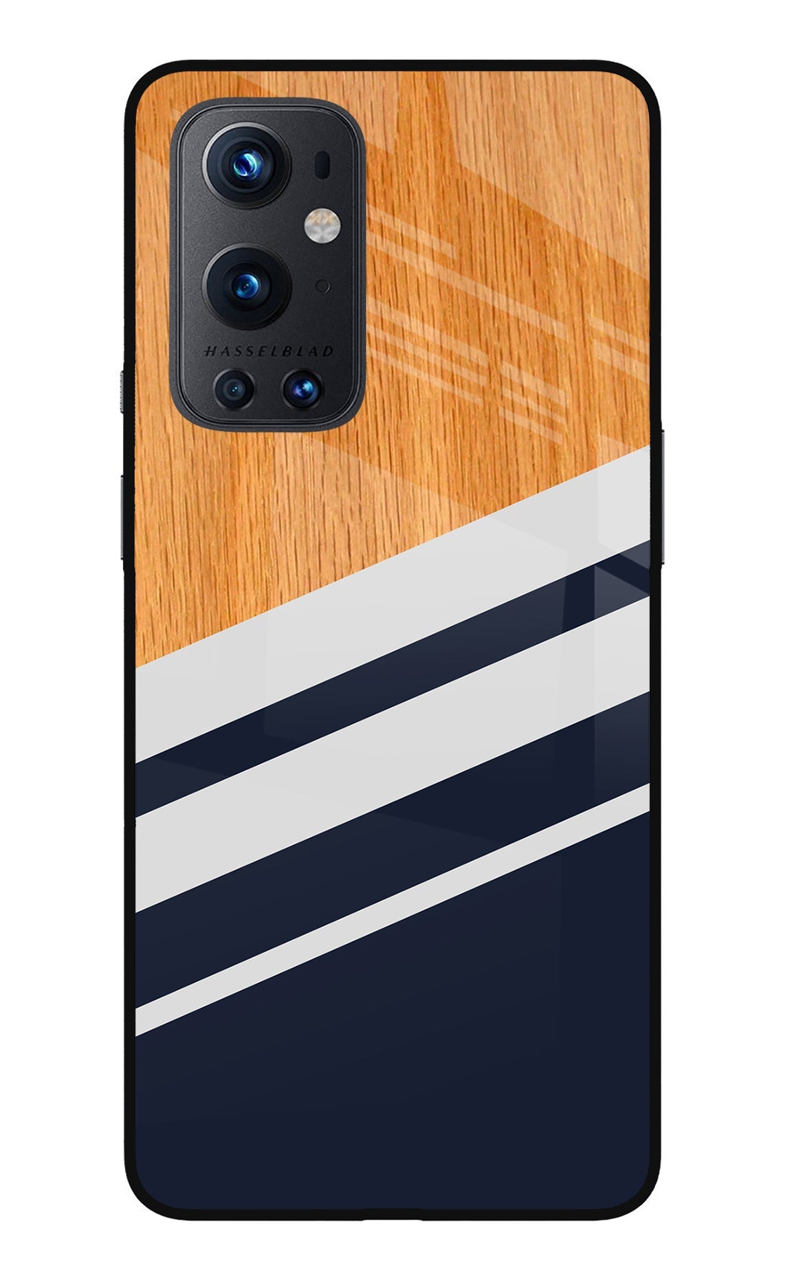 Blue and white wooden Oneplus 9 Pro Glass Case