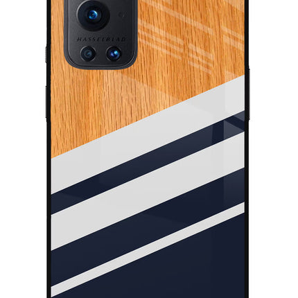 Blue and white wooden Oneplus 9 Pro Glass Case
