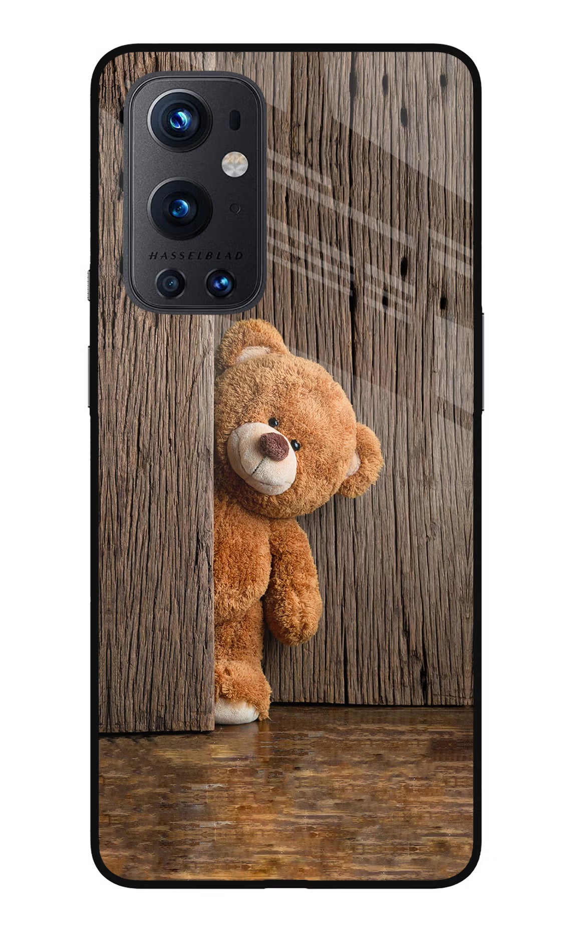 Teddy Wooden Oneplus 9 Pro Glass Case Back Cover by Casekaro