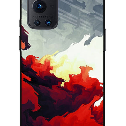 Fire Cloud Oneplus 9 Pro Glass Case Back Cover by Casekaro