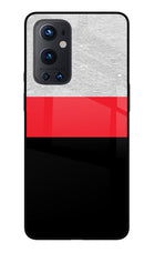 Tri Color Pattern Oneplus 9 Pro Glass Case Back Cover by Casekaro