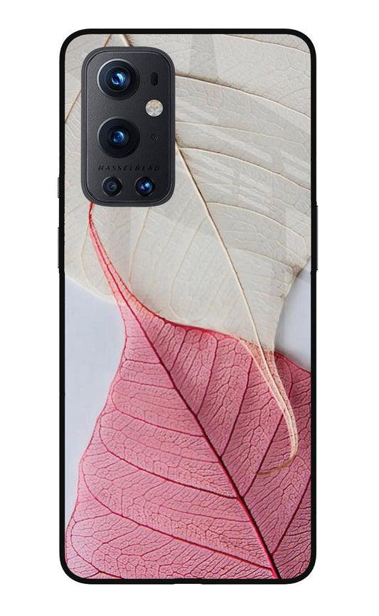 White Pink Leaf Oneplus 9 Pro Glass Case