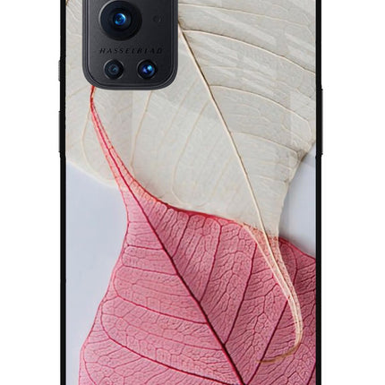 White Pink Leaf Oneplus 9 Pro Glass Case