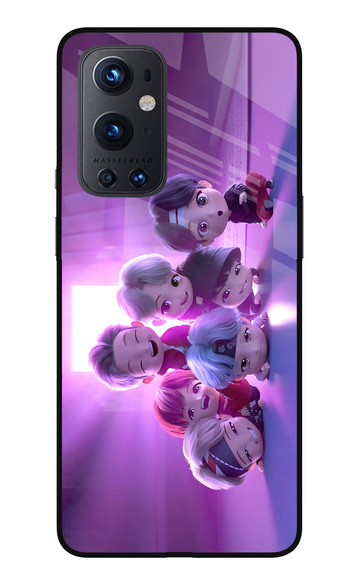 BTS Chibi Oneplus 9 Pro Glass Case Back Cover by Casekaro