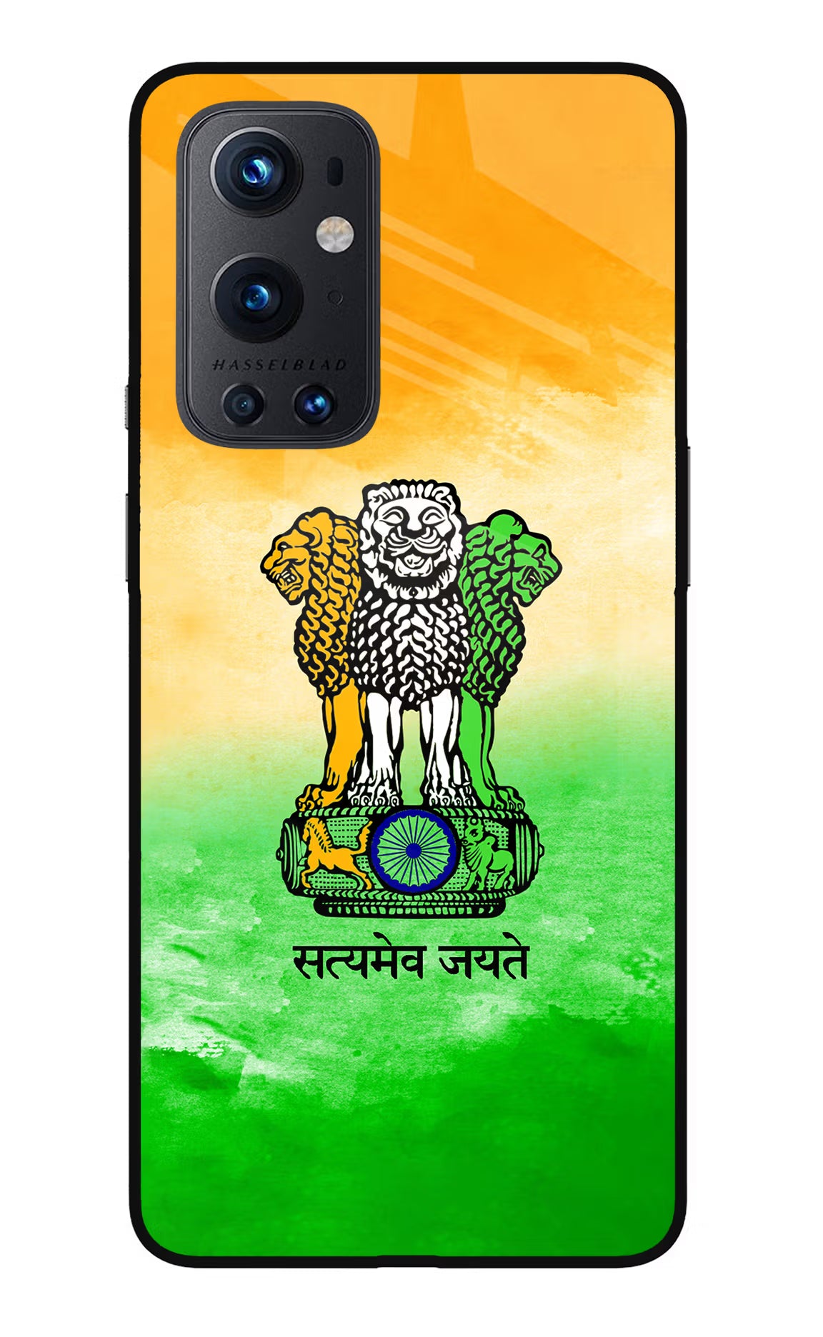 Satyamev Jayate Flag Oneplus 9 Pro Glass Case Back Cover by Casekaro