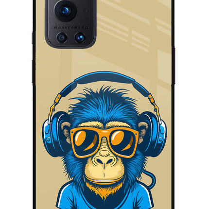Monkey Headphone Oneplus 9 Pro Glass Case Back Cover by Casekaro