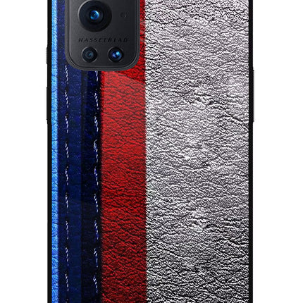 BMW Stripes Oneplus 9 Pro Glass Case Back Cover by Casekaro