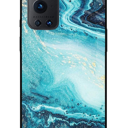 Blue Glitter Marble Oneplus 9 Pro Glass Case