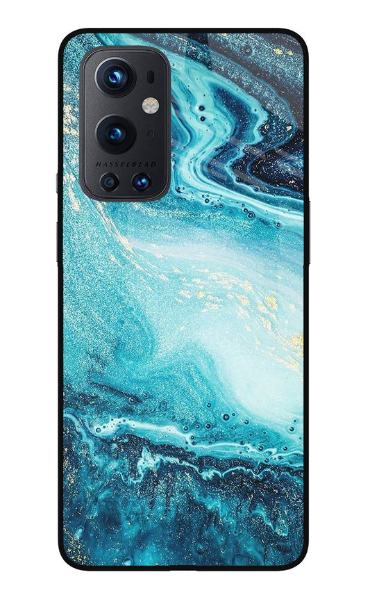 Blue Glitter Marble Oneplus 9 Pro Glass Case