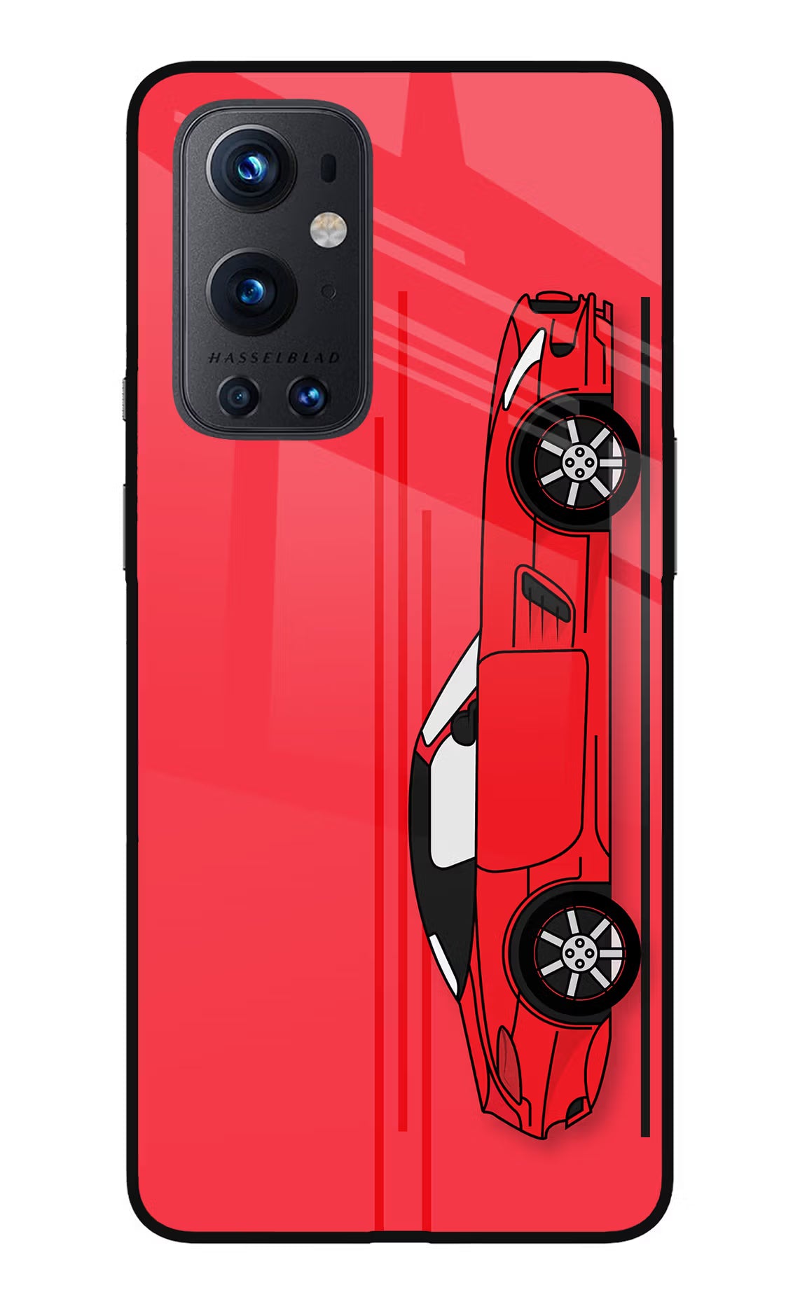 Red Velocity Oneplus 9 Pro Glass Case Back Cover by Casekaro