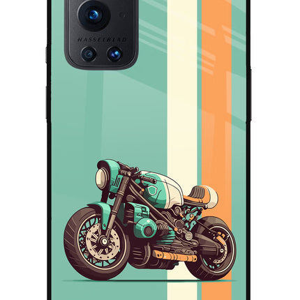 Striped Moto Drift Oneplus 9 Pro Glass Case Back Cover by Casekaro