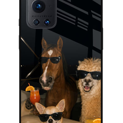 Party Squad Oneplus 9 Pro Glass Case Back Cover by Casekaro