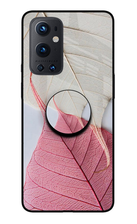 White Pink Leaf Oneplus 9 Pro Glass Case