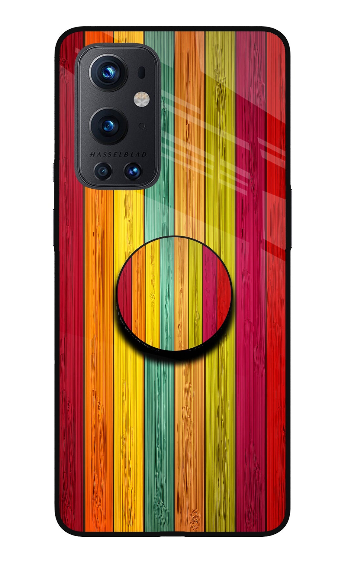 Multicolor Wooden Oneplus 9 Pro Glass Case