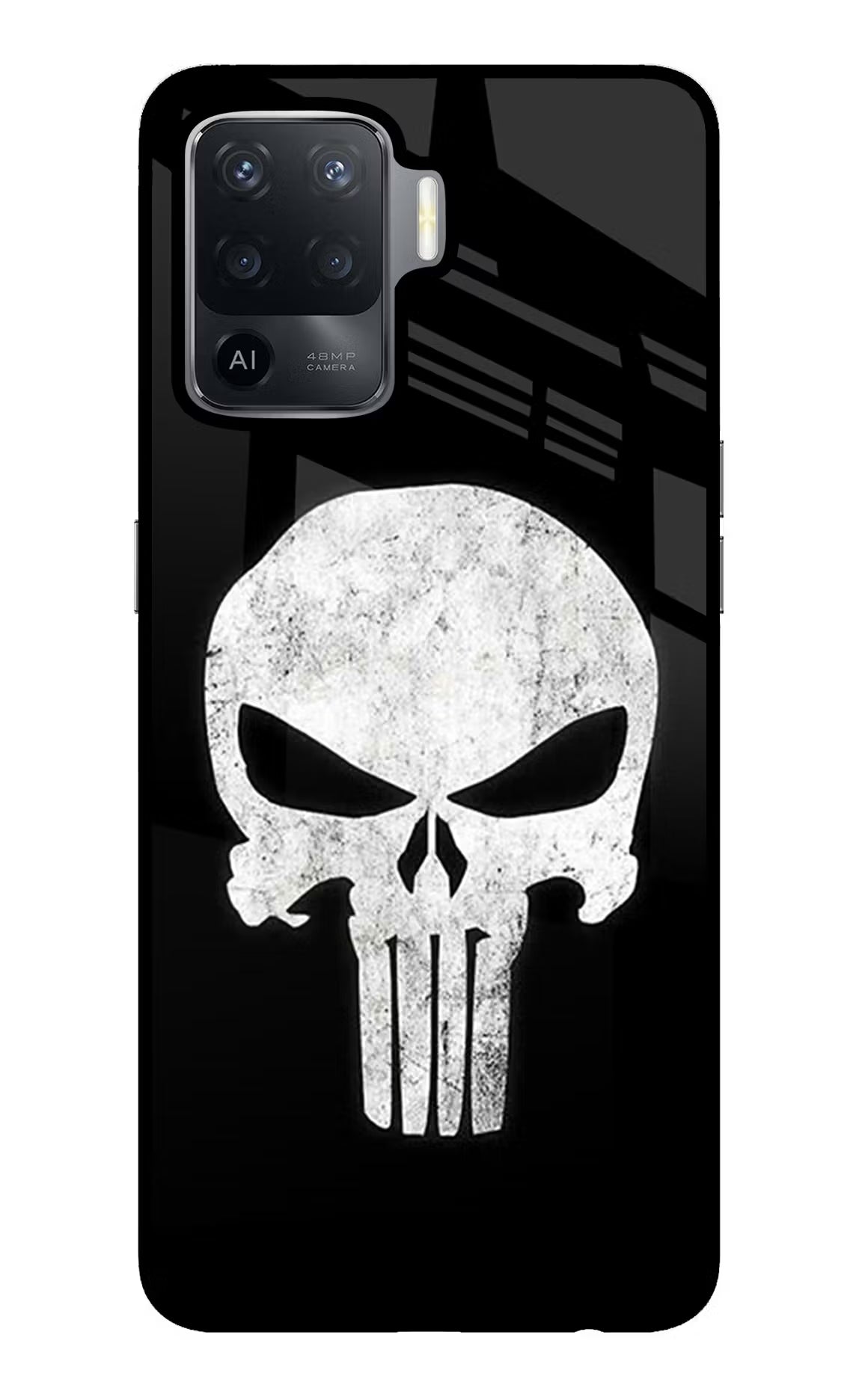 Punisher Skull Oppo F19 Pro Glass Case Back Cover by Casekaro
