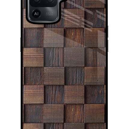 Wooden Cube Design Oppo F19 Pro Glass Case Back Cover by Casekaro