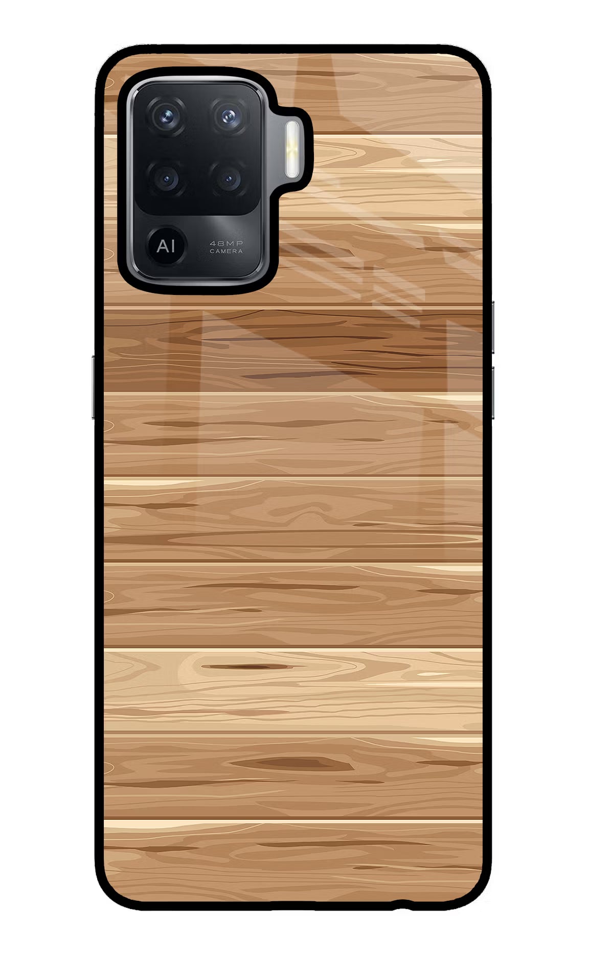 Wooden Vector Oppo F19 Pro Glass Case Back Cover by Casekaro