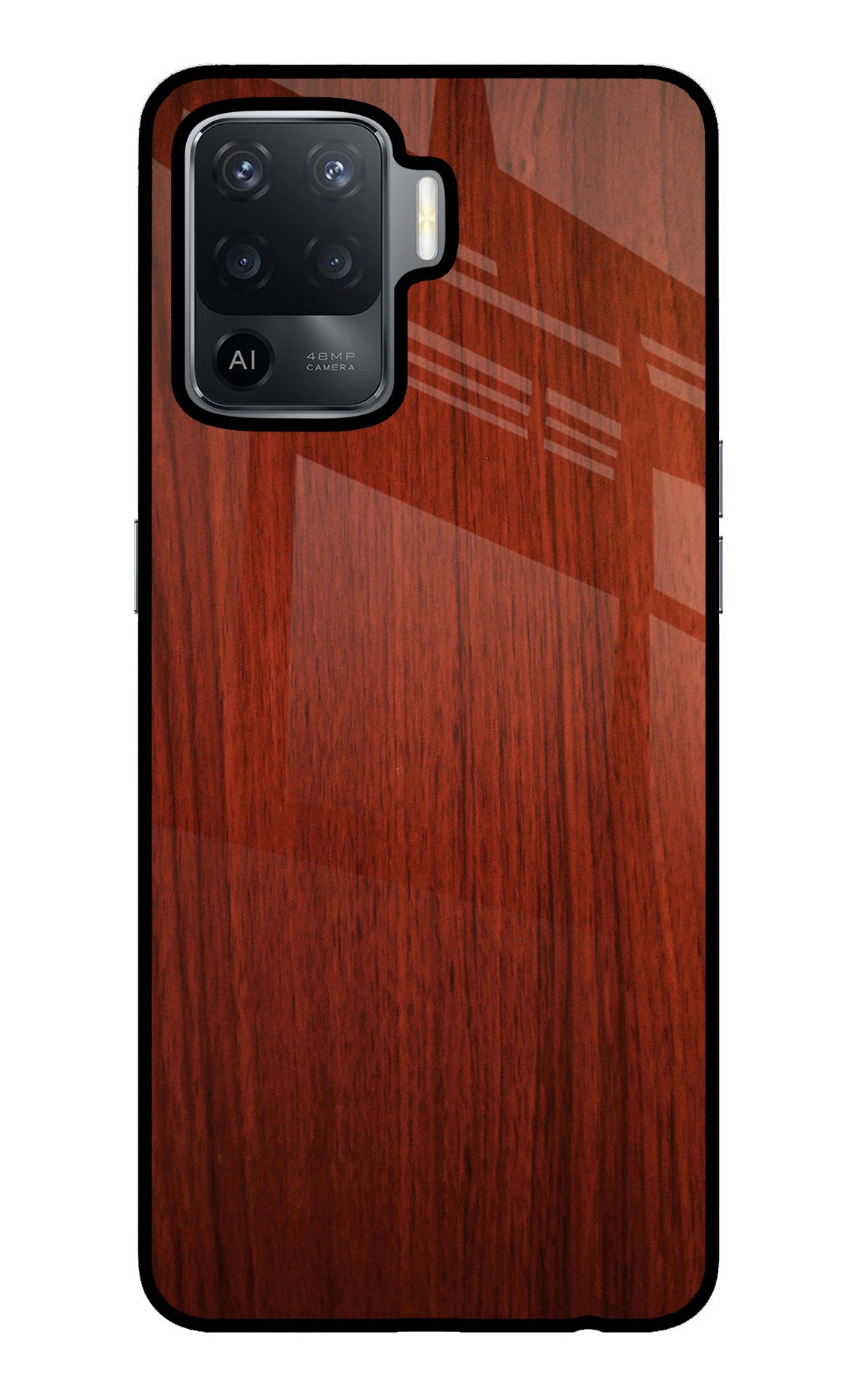 Wooden Plain Pattern Oppo F19 Pro Glass Case